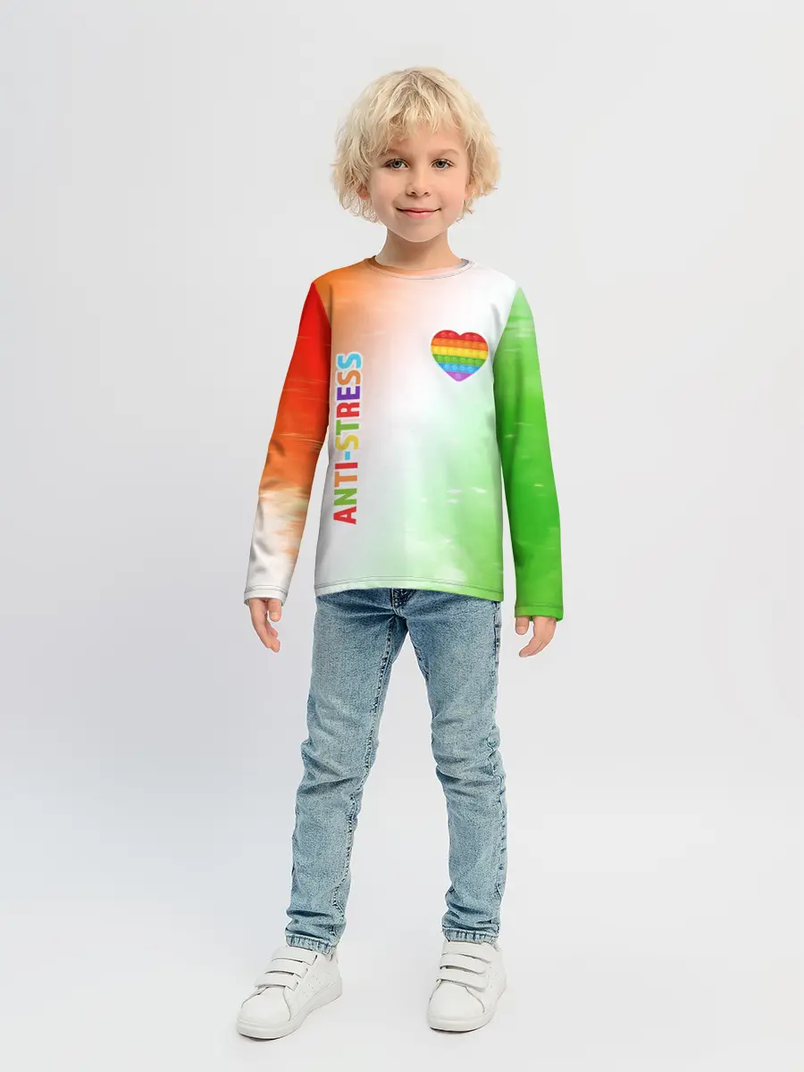 Детский лонгслив / Pop It Anti Stress - Heart - Fire