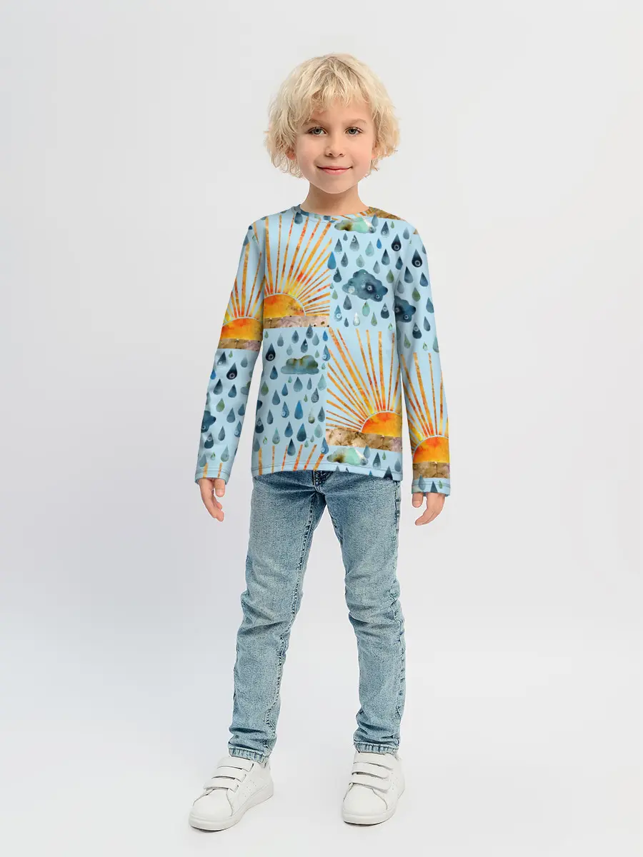 Детский лонгслив / Осенний паттерн: Дождь и солнце
