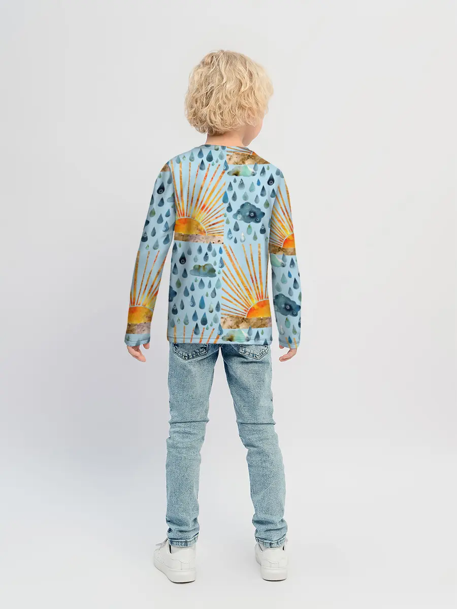 Детский лонгслив / Осенний паттерн: Дождь и солнце