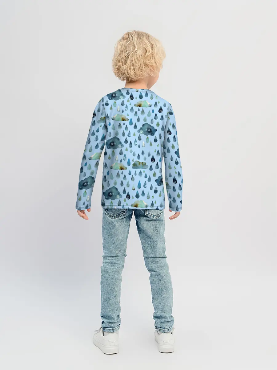 Детский лонгслив / Дождливая осень.Тучки и дождь