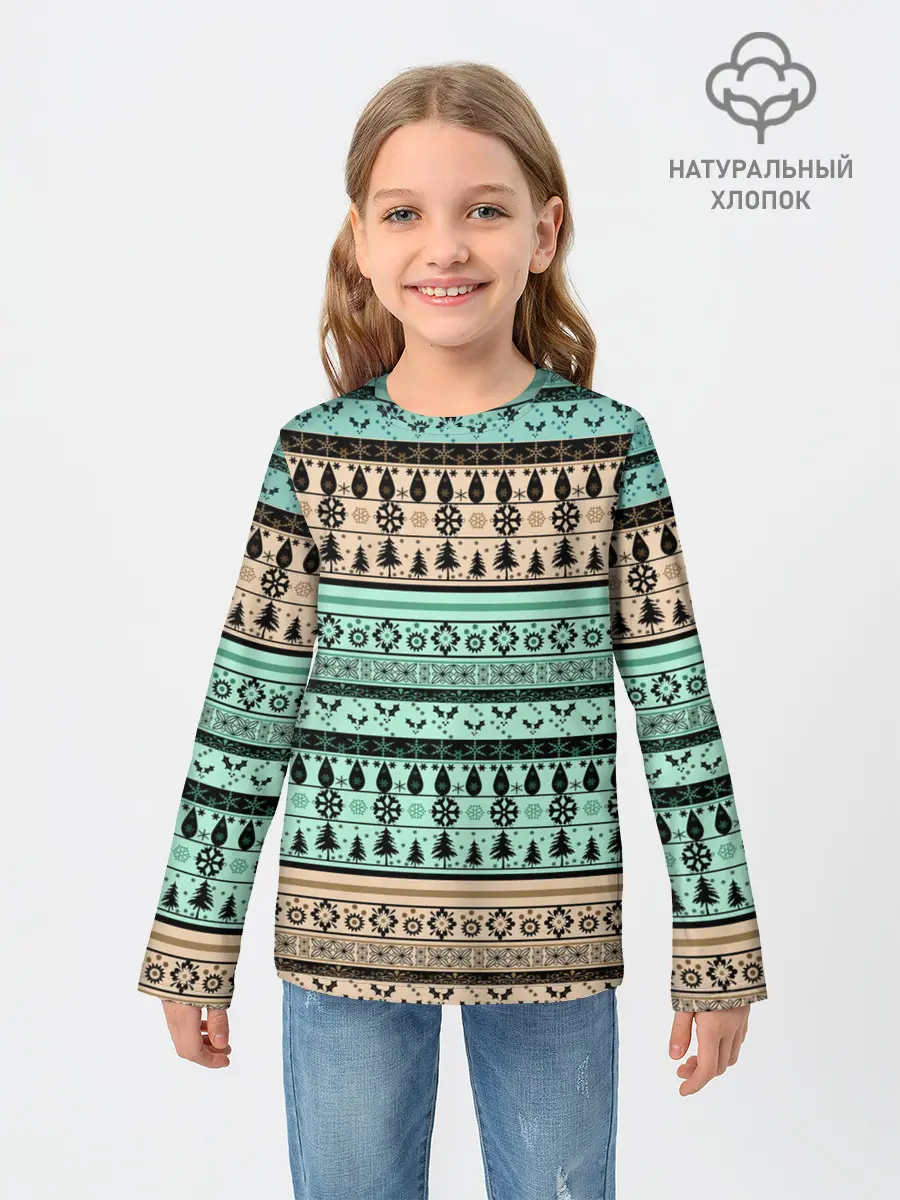 Детский лонгслив / Новогодний зимний орнамент