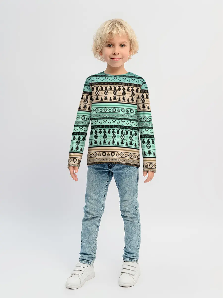 Детский лонгслив / Новогодний зимний орнамент
