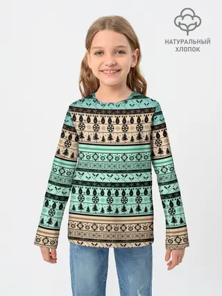 Детский лонгслив / Новогодний зимний орнамент