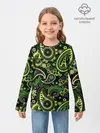 Детский лонгслив / Ярко зеленые славянские узоры