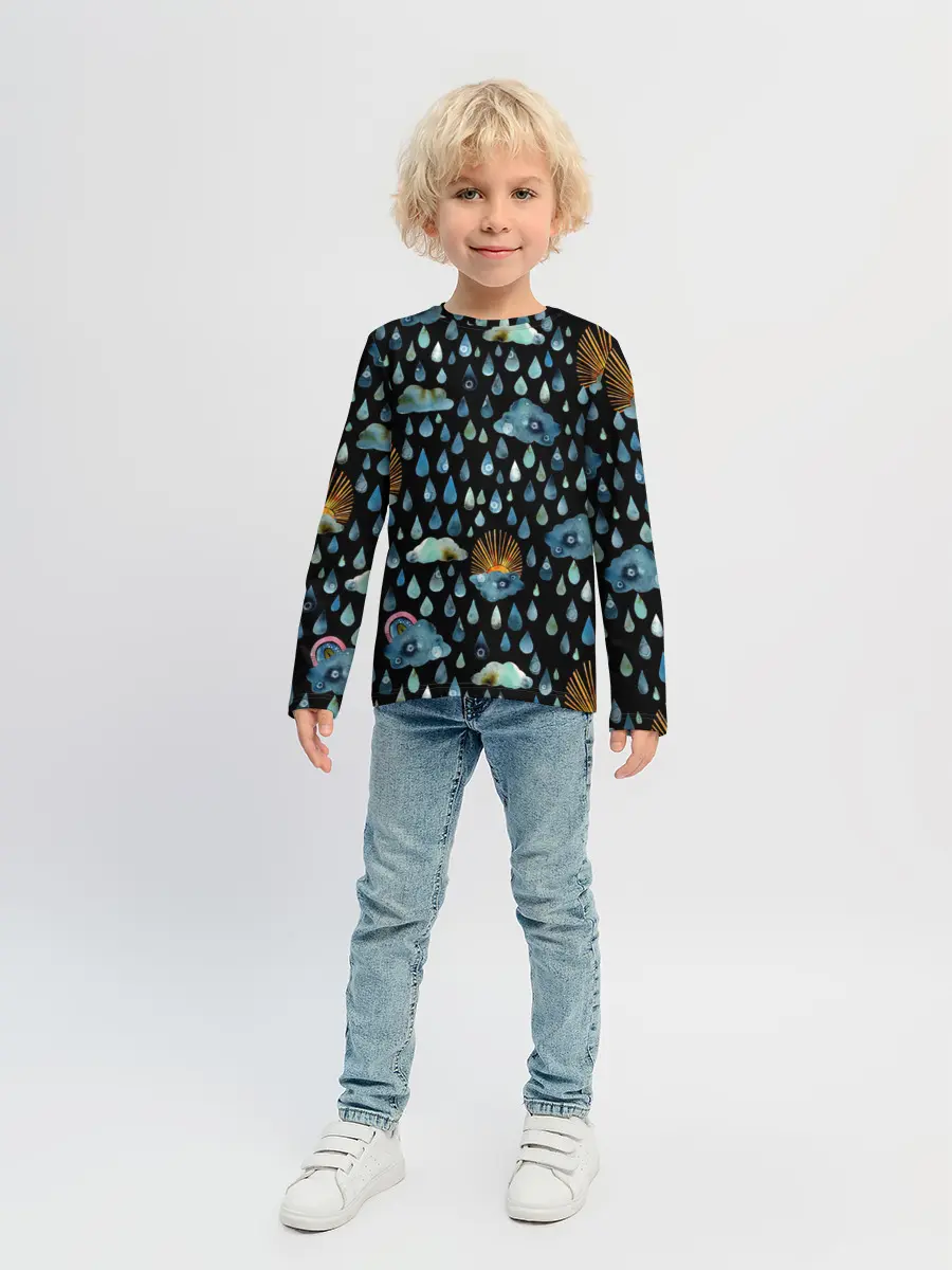 Детский лонгслив / Дождливая осень.Солнце, облака