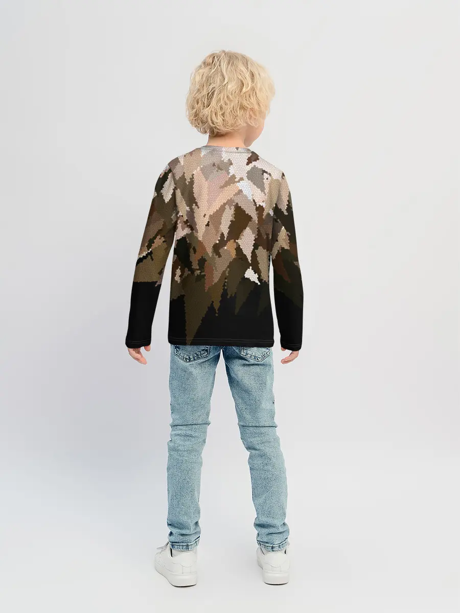 Детский лонгслив / Бежево-коричневая мозаика