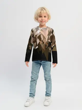 Детский лонгслив / Бежево-коричневая мозаика