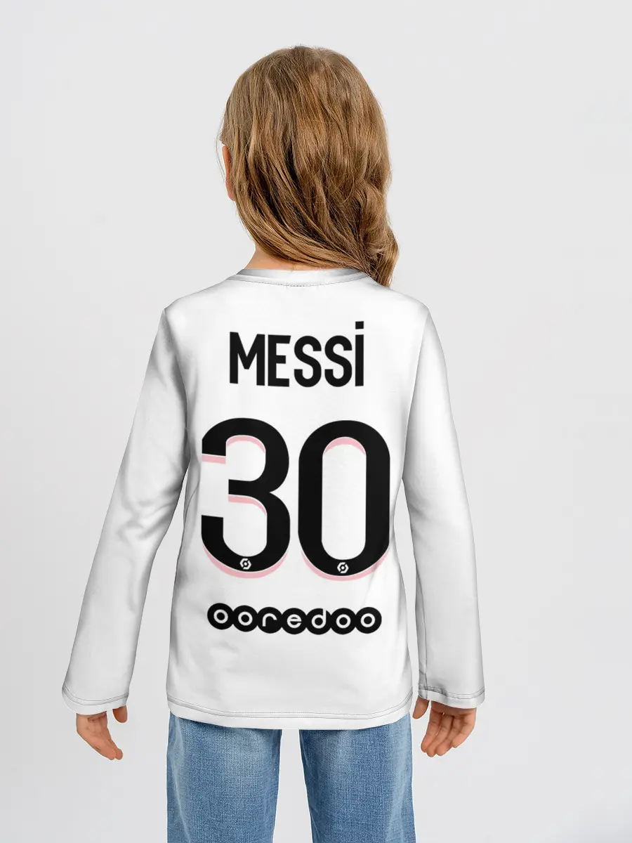 Детский лонгслив / Месси форма гостевая ПСЖ 21/22