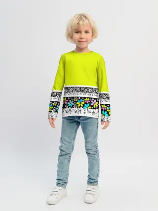 Детский лонгслив / Яркий цветочный узор