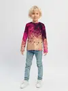 Детский лонгслив / Бежево-малиновый абстрактный