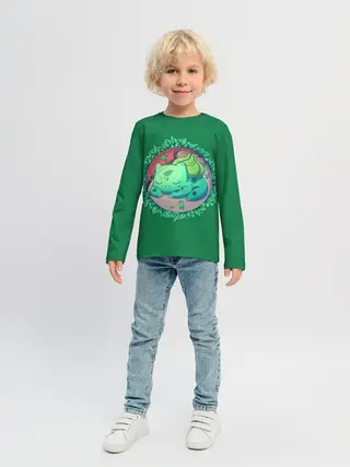 Детский лонгслив / Спящий Бульбазавр