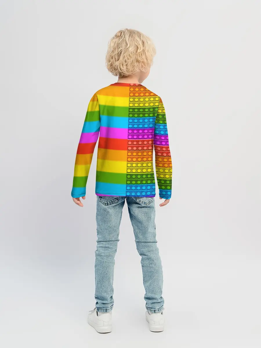 Детский лонгслив / POP it вертикальная надпись