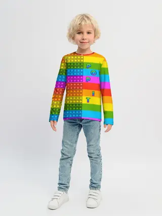 Детский лонгслив / POP it вертикальная надпись