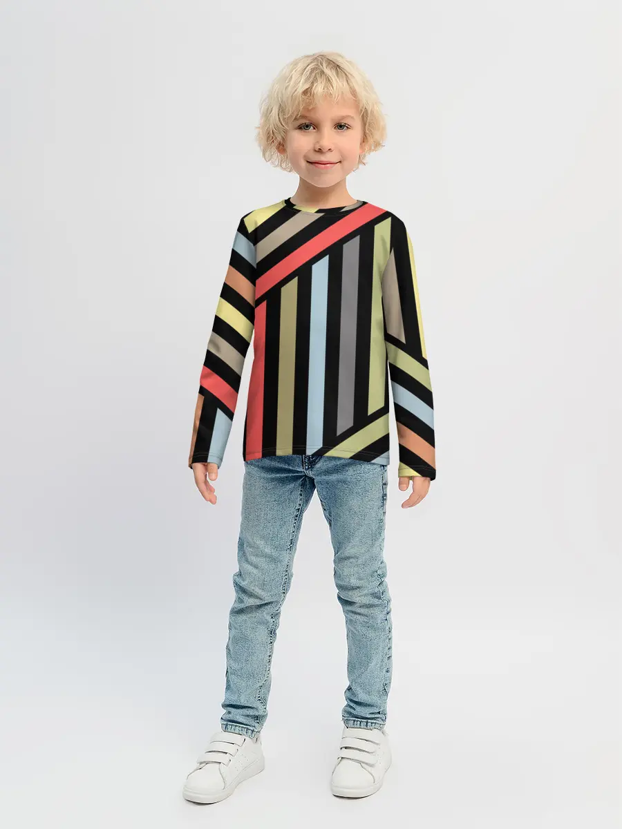 Детский лонгслив / Абстрактный полосатый узор