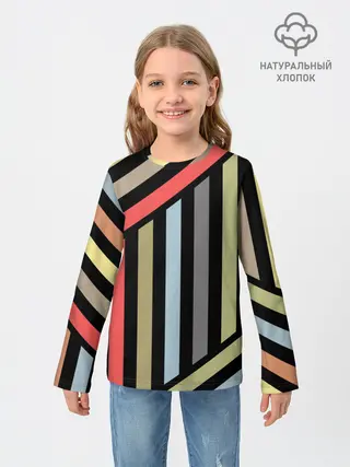 Детский лонгслив / Абстрактный полосатый узор