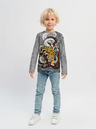 Детский лонгслив / Змея и Тигр|Tiger Snake Fight