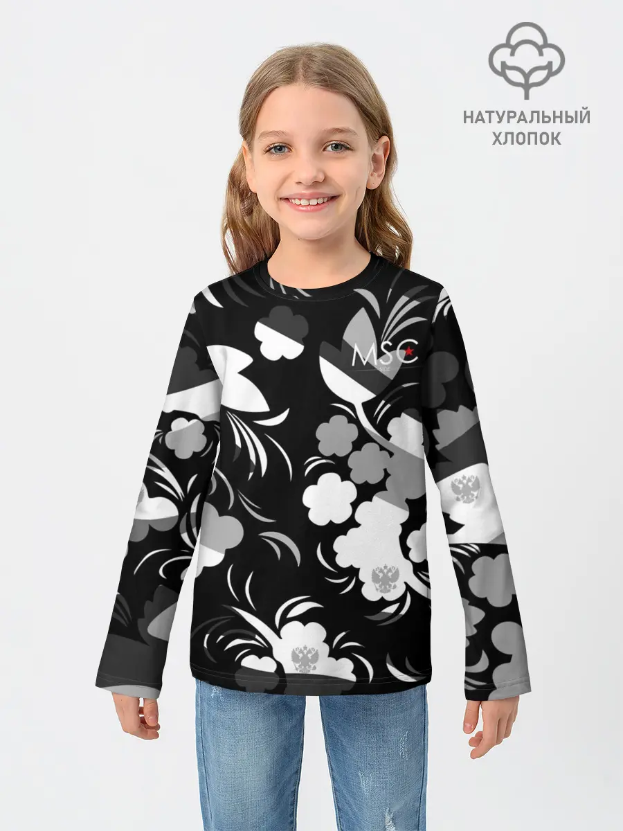 Детский лонгслив / Russia | Камуфляж белый