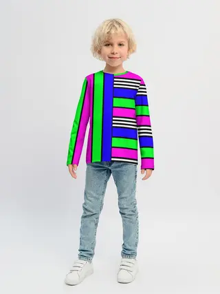 Детский лонгслив / Полосатый яркий летний узор