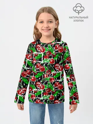 Детский лонгслив / Абстрактный узор спелая вишня