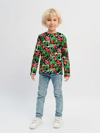 Детский лонгслив / Абстрактный узор спелая вишня