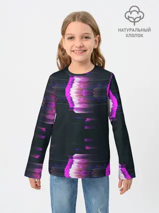 Детский лонгслив / Розовый глитч