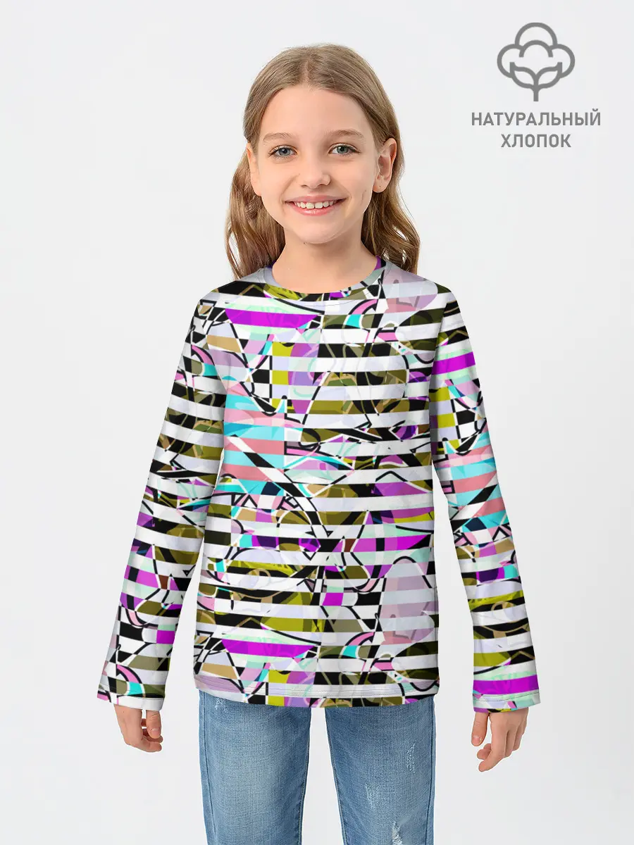 Детский лонгслив / Полосатый абстрактный узор