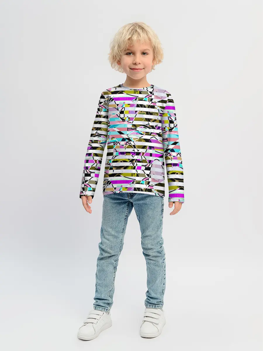 Детский лонгслив / Полосатый абстрактный узор