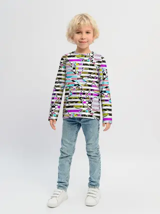 Детский лонгслив / Полосатый абстрактный узор