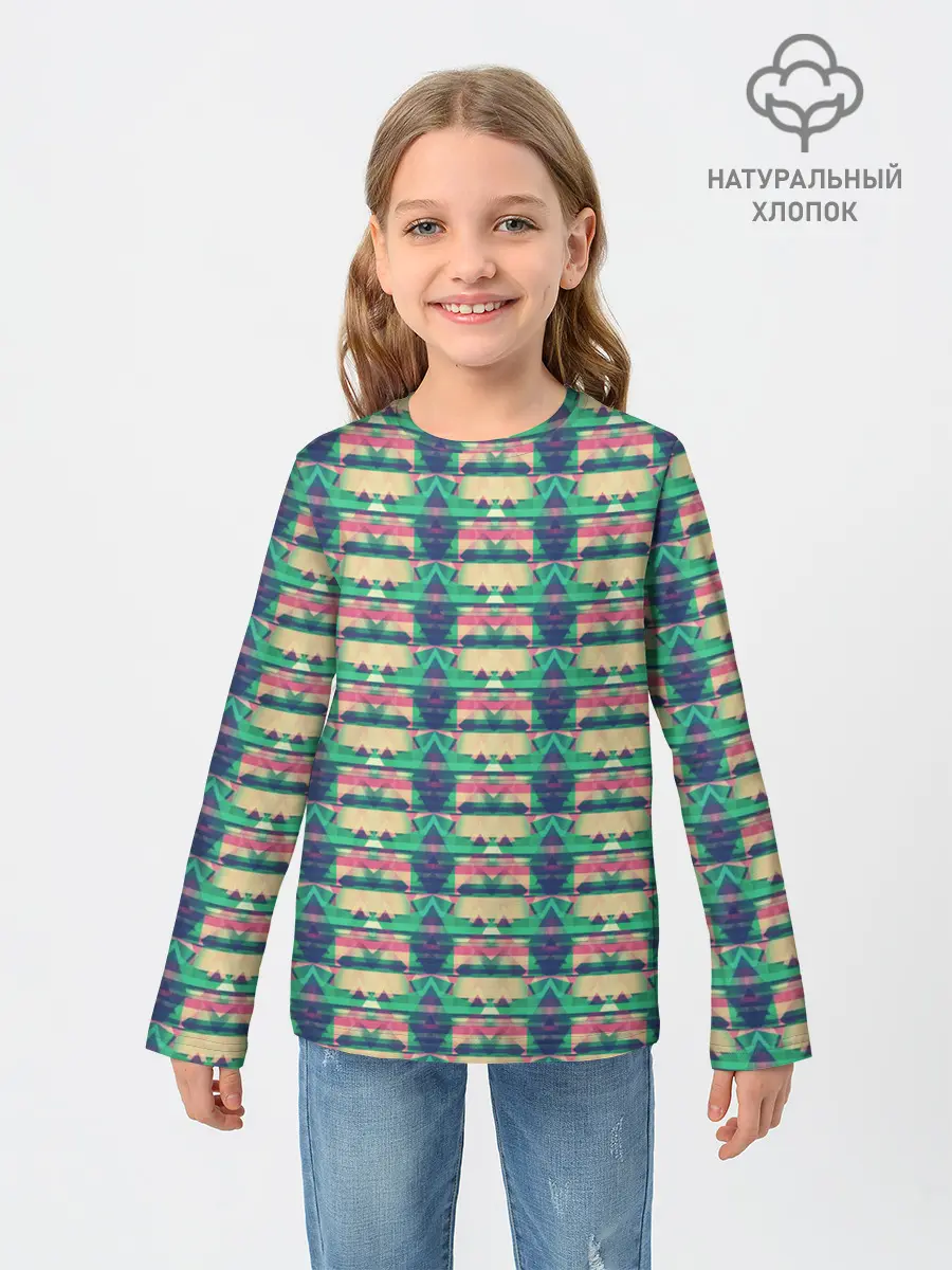 Детский лонгслив / Геометрический глитч