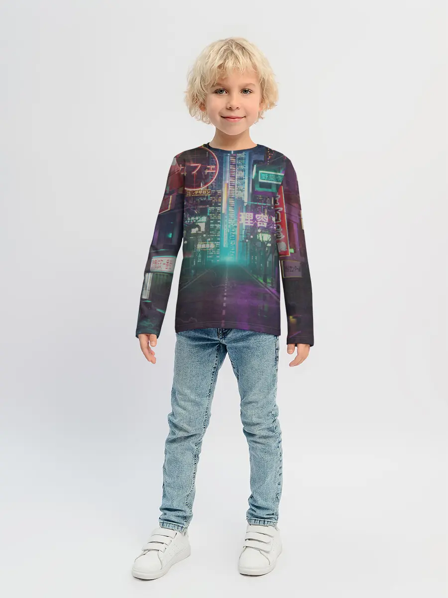 Детский лонгслив / Neon Tokyo