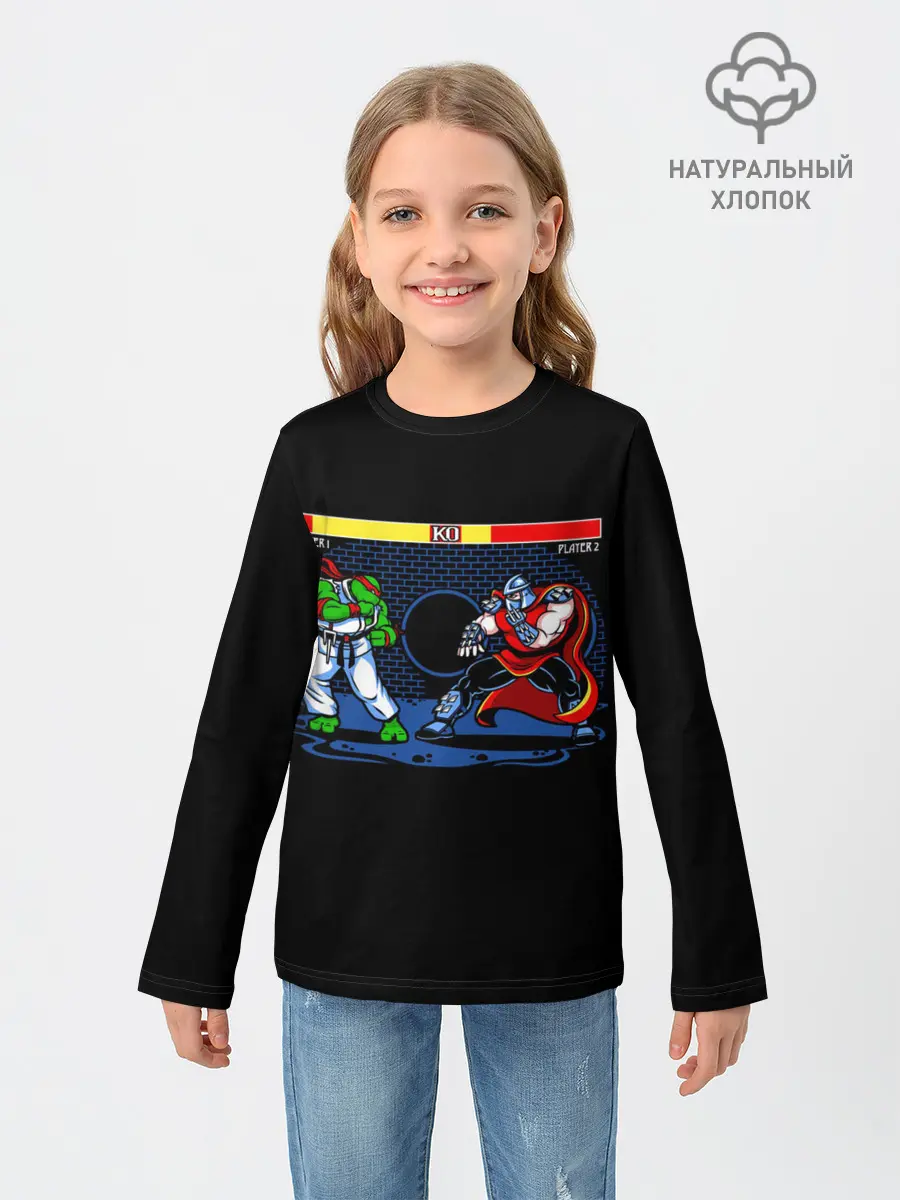 Детский лонгслив / Черепашки 8 бит