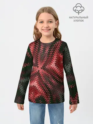 Детский лонгслив / Серо-коричневый узор