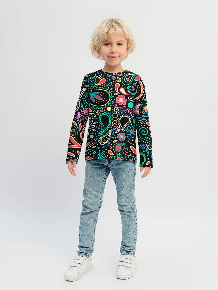 Детский лонгслив / Славянские узоры в новом цвете