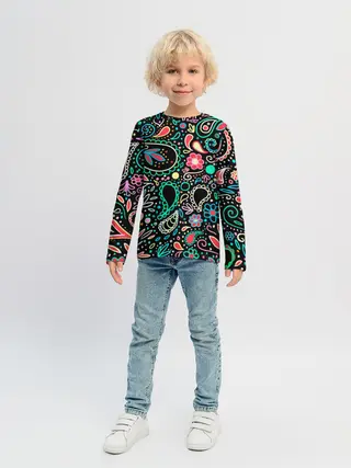 Детский лонгслив / Славянские узоры в новом цвете