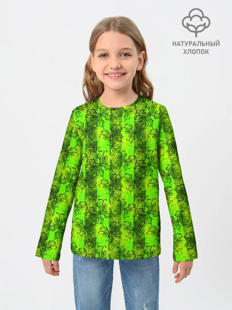 Детский лонгслив / Неоновый полосатый узор