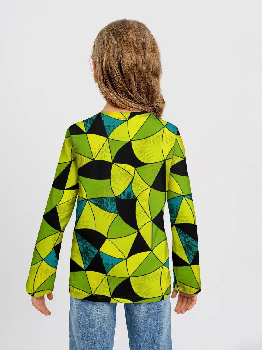 Детский лонгслив / Гранжевый яркий зеленый