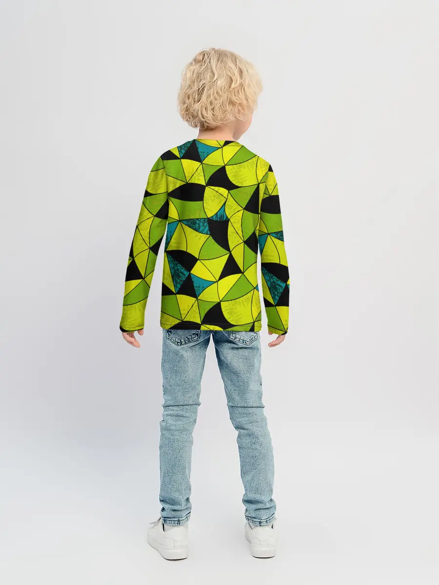 Детский лонгслив / Гранжевый яркий зеленый