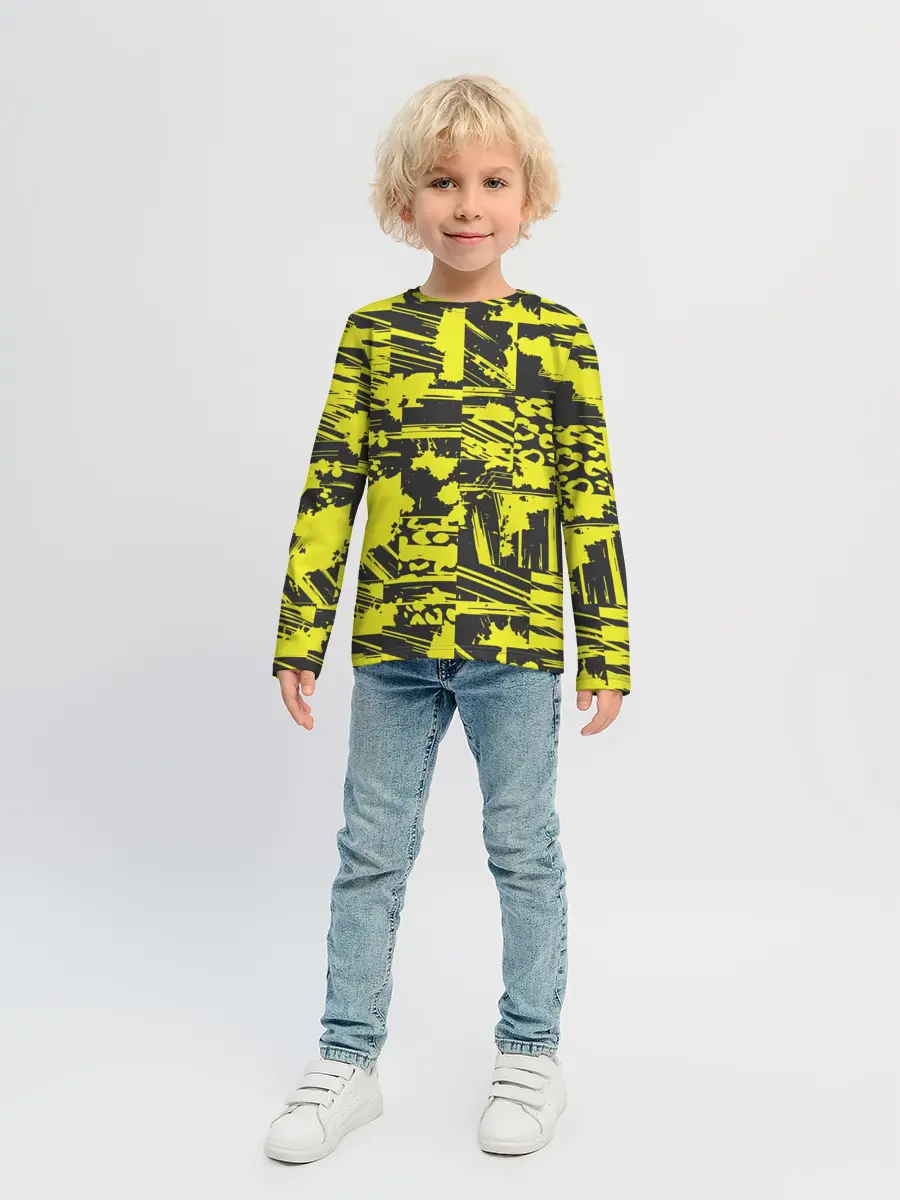 Детский лонгслив / Желтая текстура