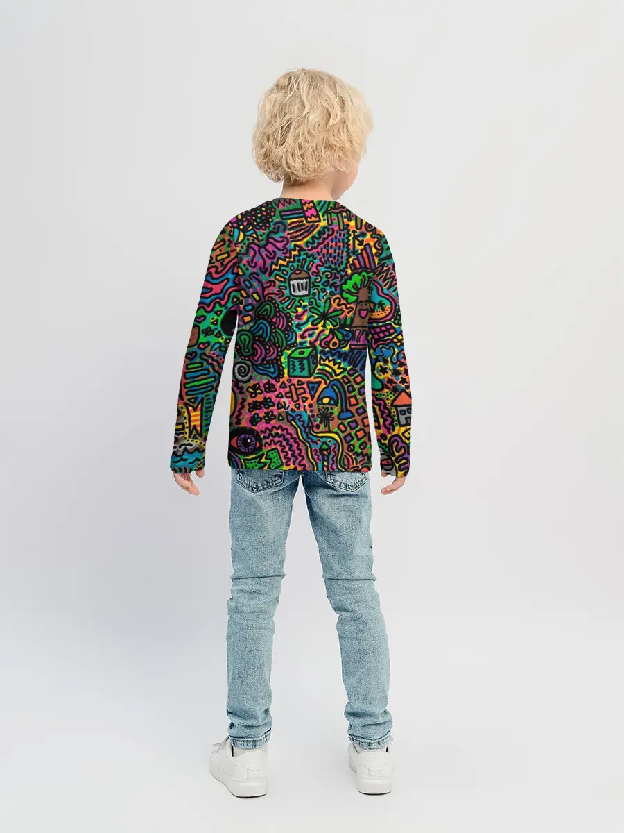 Детский лонгслив / Кислотные узоры психоделика