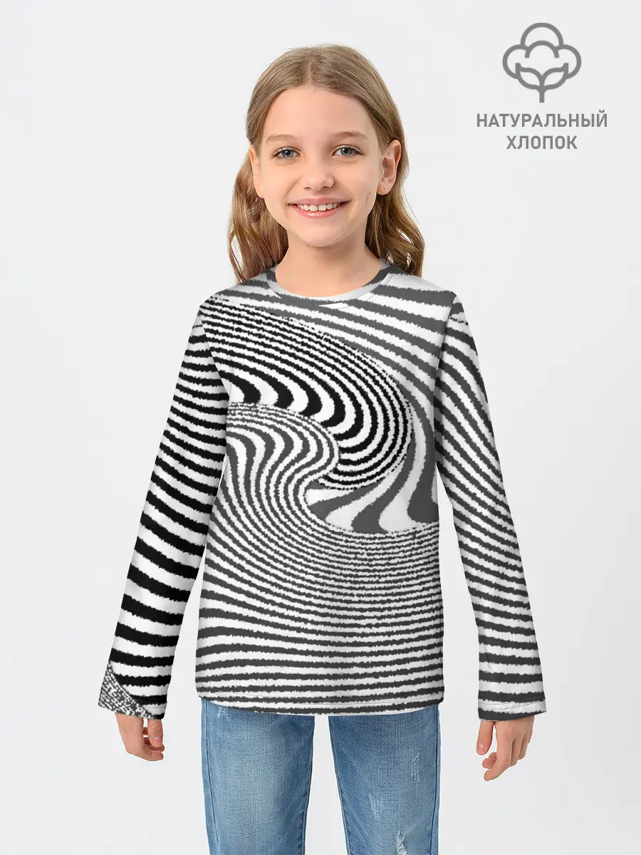 Детский лонгслив / Черно белый мозаичный узор