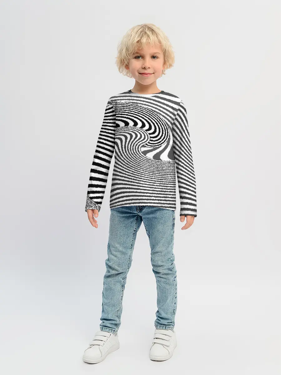 Детский лонгслив / Черно белый мозаичный узор