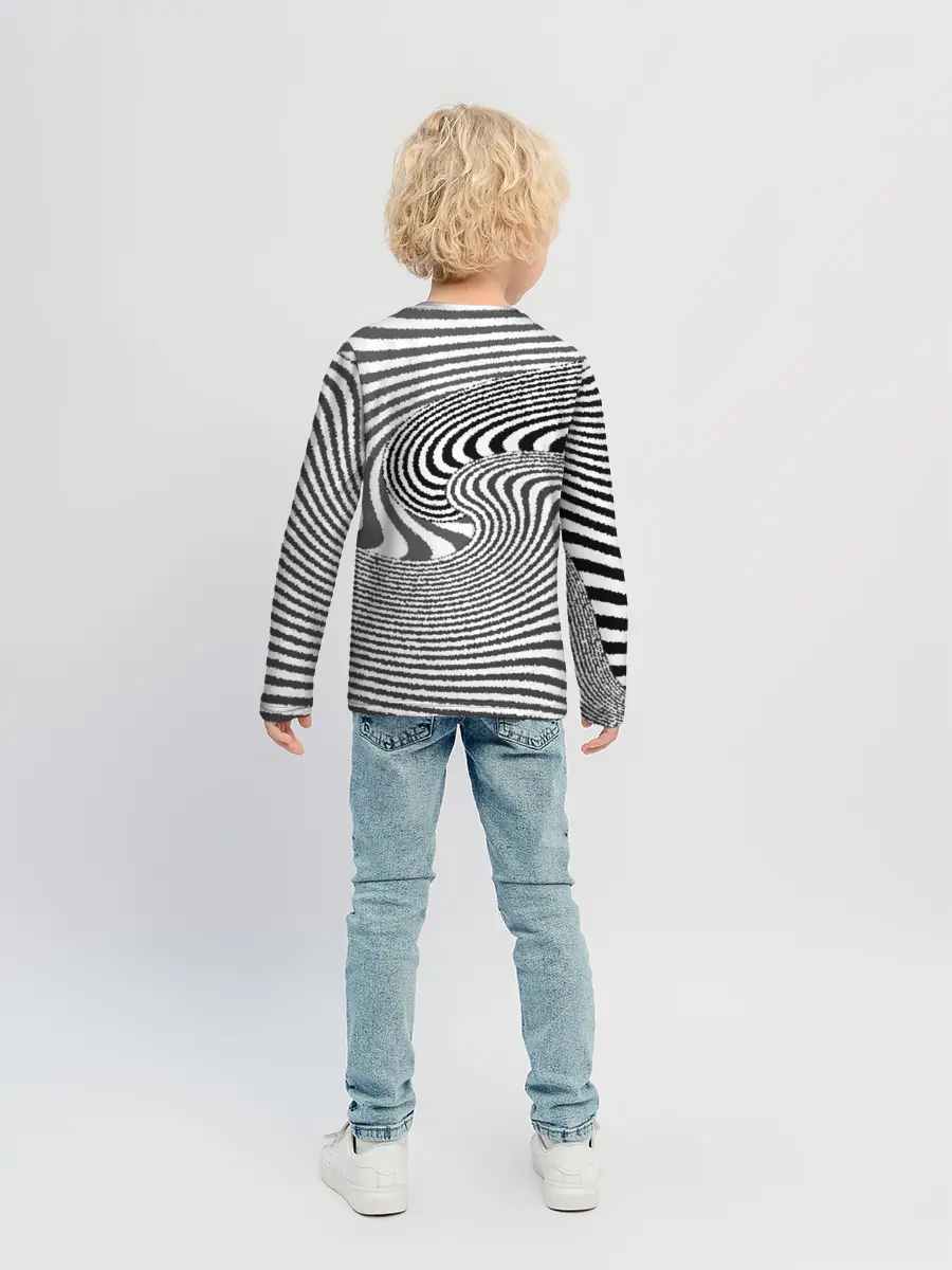 Детский лонгслив / Черно белый мозаичный узор