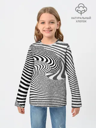 Детский лонгслив / Черно белый мозаичный узор