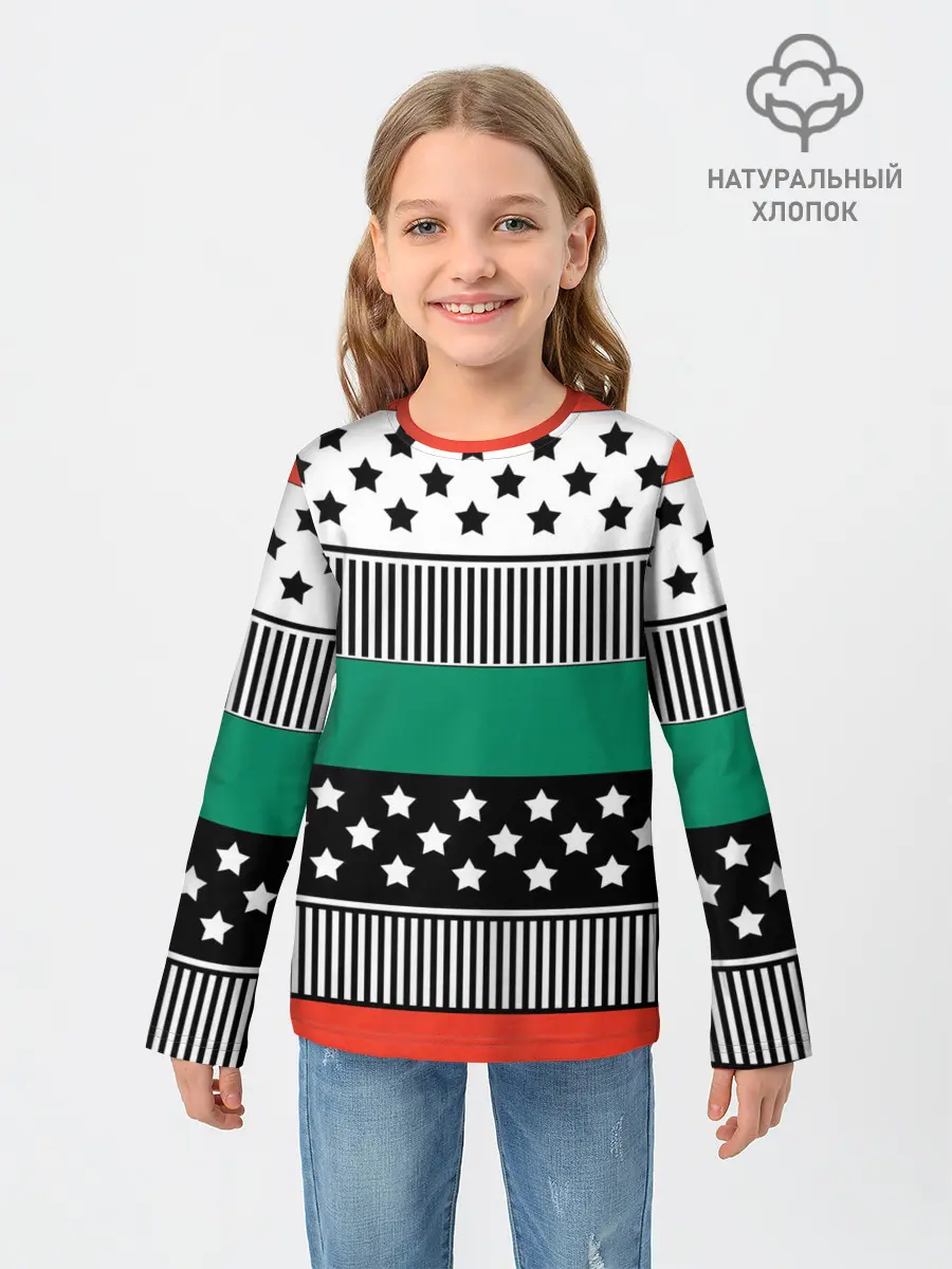 Детский лонгслив / Полосатый звездный узор