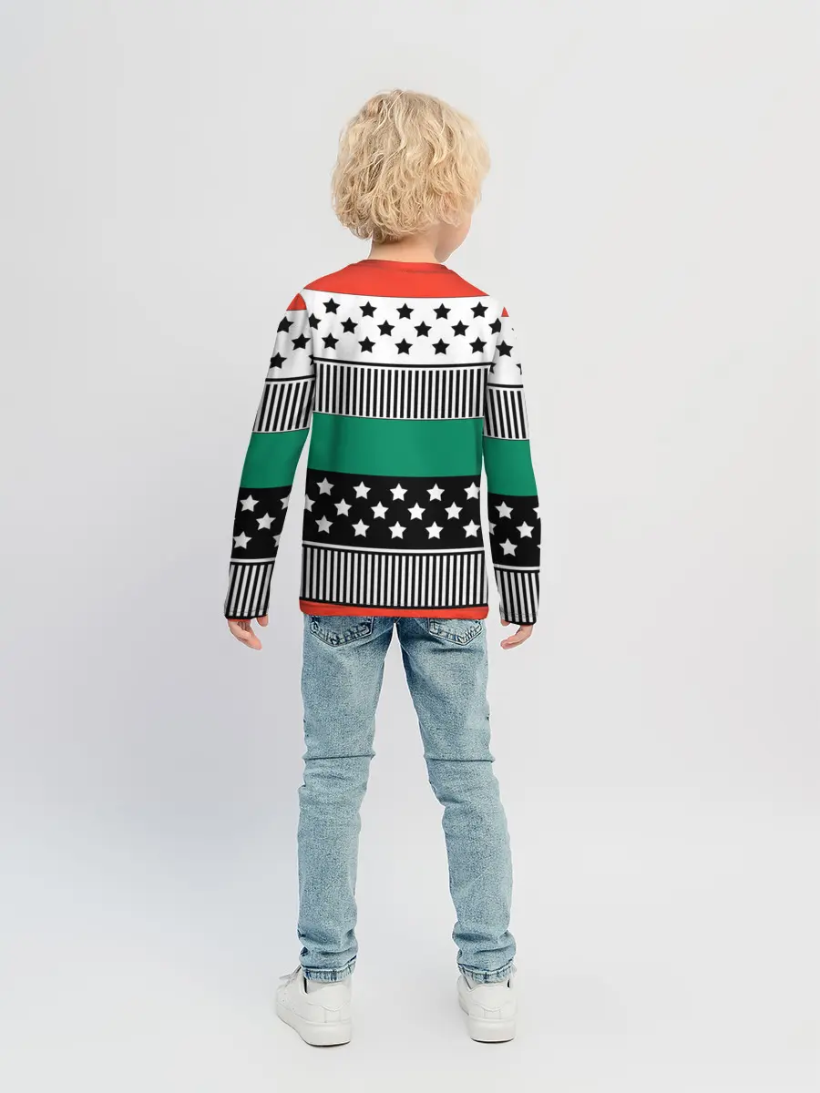 Детский лонгслив / Полосатый звездный узор