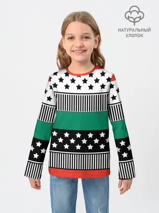 Детский лонгслив / Полосатый звездный узор