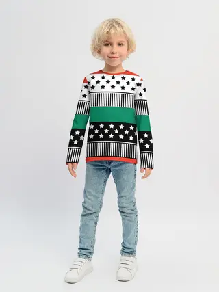 Детский лонгслив / Полосатый звездный узор