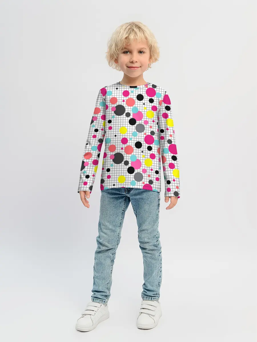 Детский лонгслив / Горох разноцветный.