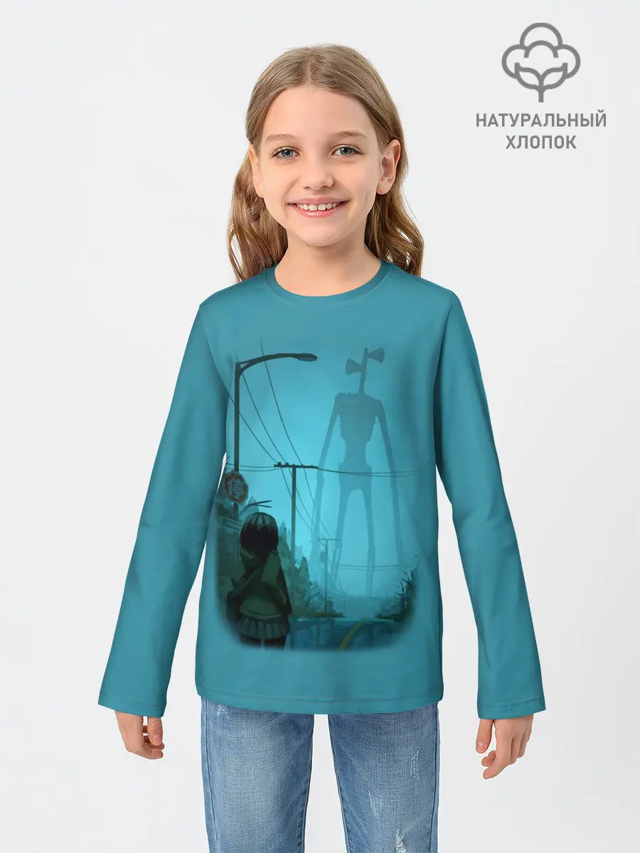 Детский лонгслив / СИРЕНОГОЛОВЫЙ И ДЕВОЧКА