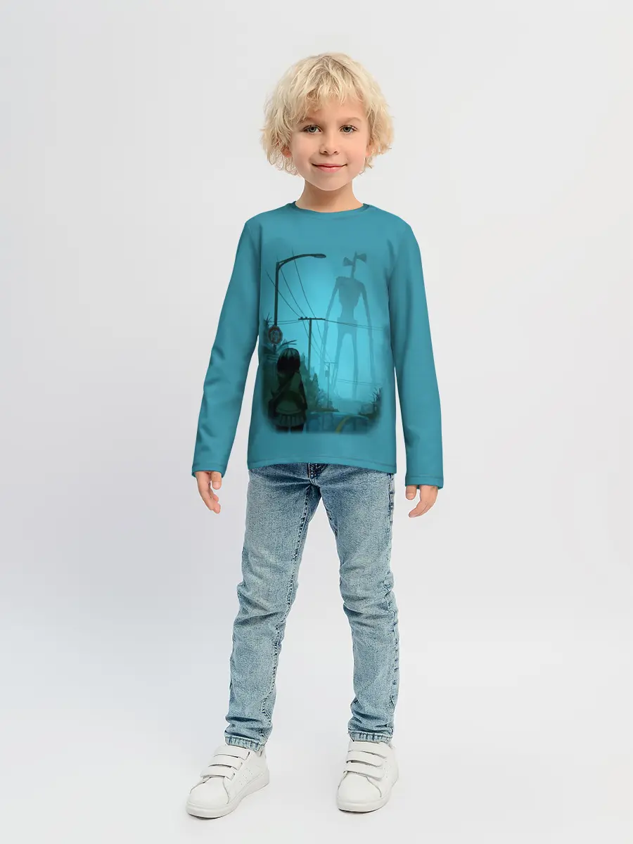 Детский лонгслив / СИРЕНОГОЛОВЫЙ И ДЕВОЧКА